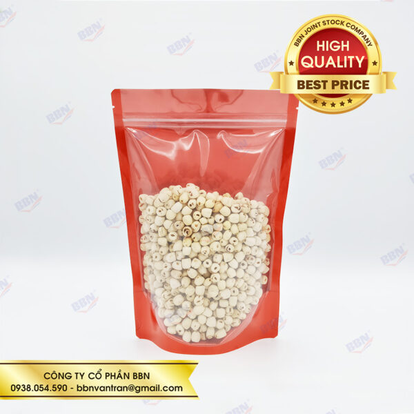 Túi zipper nhôm đáy đứng mặt trong mặt đỏ - Bao Bì Túi Zip BBN - Công Ty Cổ Phần BBN