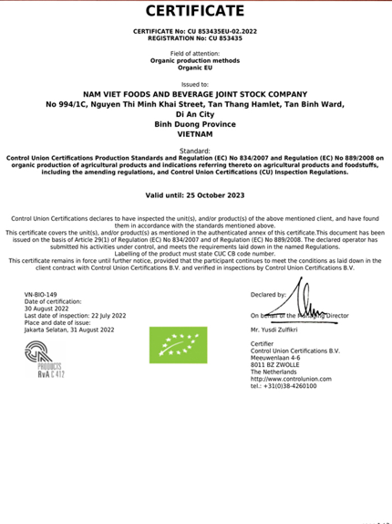 Chứng nhận Organic EU
