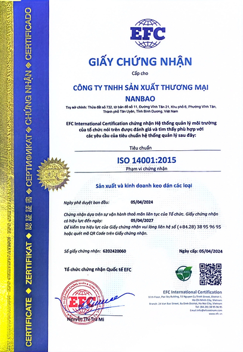  - Keo Dán Công Nghiệp Nanbao - Công Ty TNHH Sản Xuất Thương Mại Nanbao