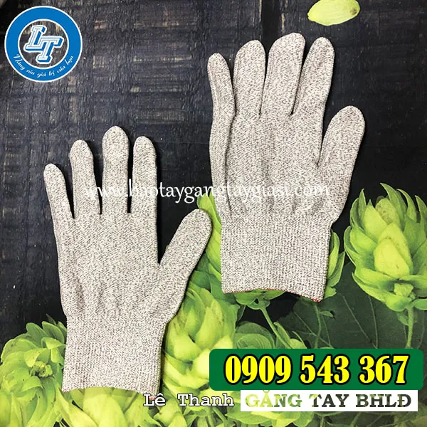 Găng tay chống cắt không viền màu xám
