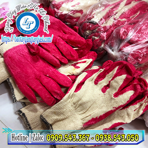 Găng tay len nhúng nhựa đỏ - Găng Tay, Vải Lau Công Nghiệp, BHLĐ - Công Ty TNHH Sản Xuất Thương Mại Xuất Nhập Khẩu Lê Thanh