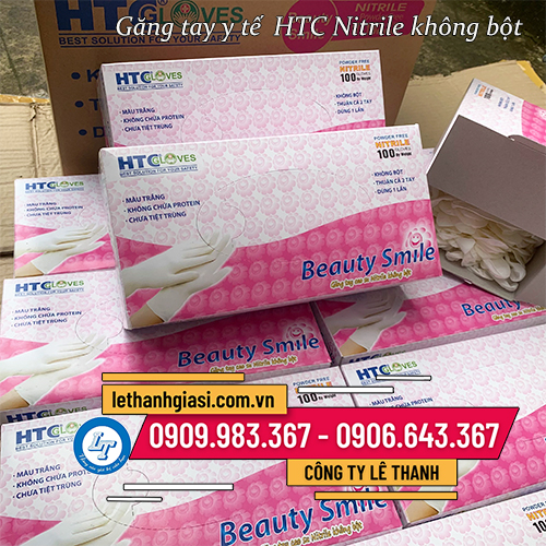 Găng tay y tế htc Nitrile không bột - Găng Tay, Vải Lau Công Nghiệp, BHLĐ - Công Ty TNHH Sản Xuất Thương Mại Xuất Nhập Khẩu Lê Thanh