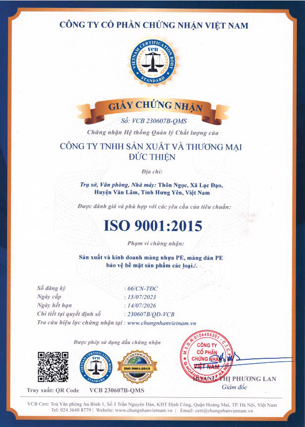 Chứng nhận ISO 9001:2015