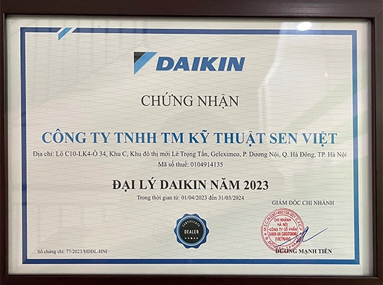 Chứng nhận đại lý Daikin Proshop 2023
