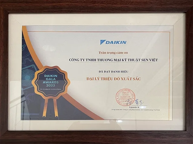 Chứng nhận đại lý triệu USD Daikin 2022
