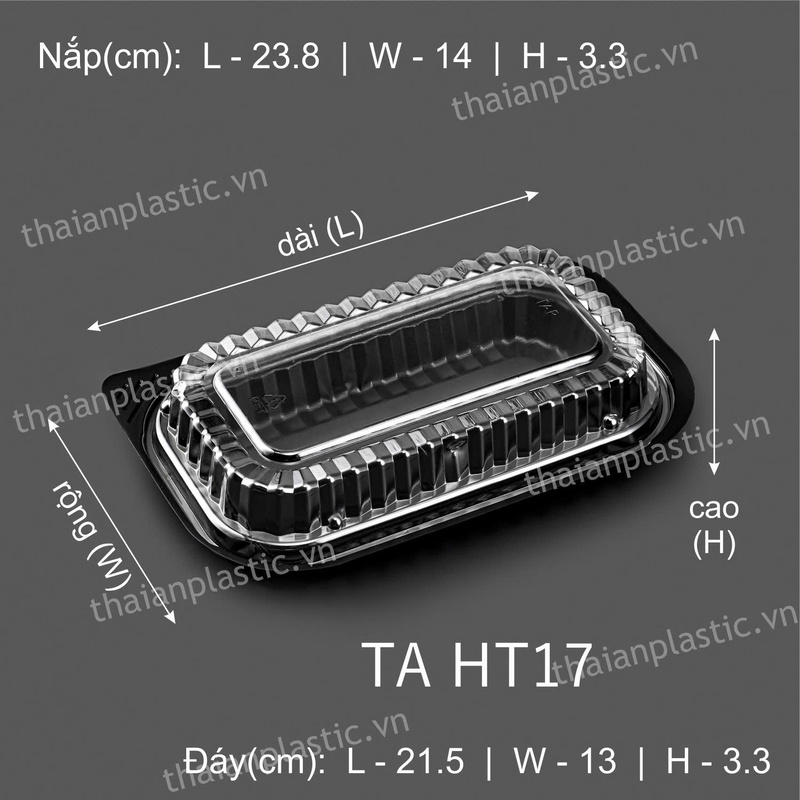 Khay thực phẩm TA HT17 đáy + nắp - Hộp Nhựa Dùng 1 Lần Thái An - Công Ty Cổ Phần Bao Bì Nhựa Thái An