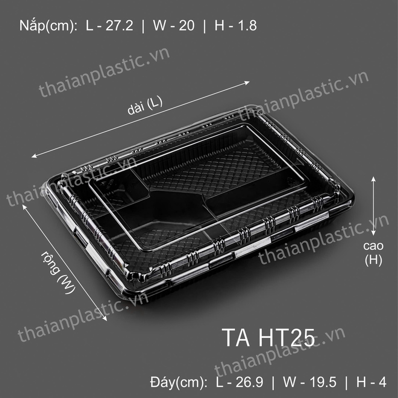 Khay thực phẩm TA HT25 đáy + nắp - Hộp Nhựa Dùng 1 Lần Thái An - Công Ty Cổ Phần Bao Bì Nhựa Thái An