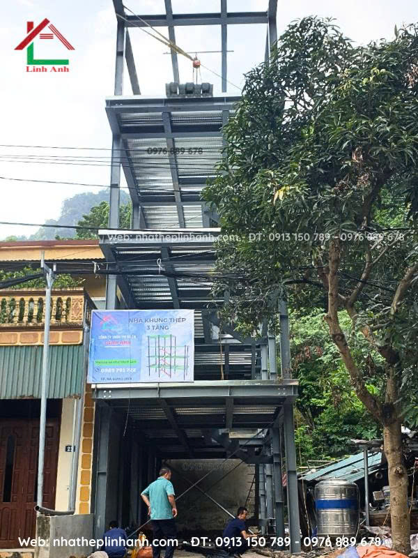 Nhà khung thép 4 tầng để ở - Cơ Khí Xây Dựng Linh Anh - Công Ty TNHH Thương Mại Và Công Nghệ Linh Anh