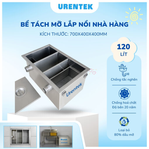 Bể tách mỡ inox 120 lít Urentek