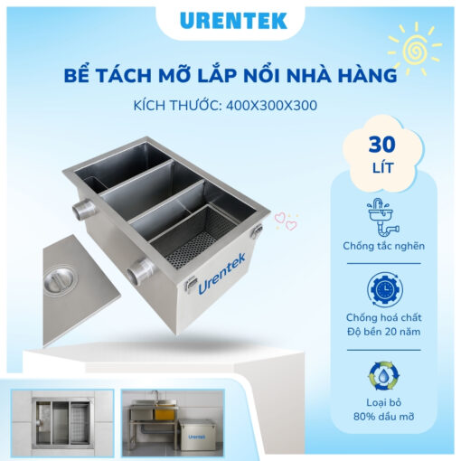 Bể tách mỡ inox 30 lít Urentek