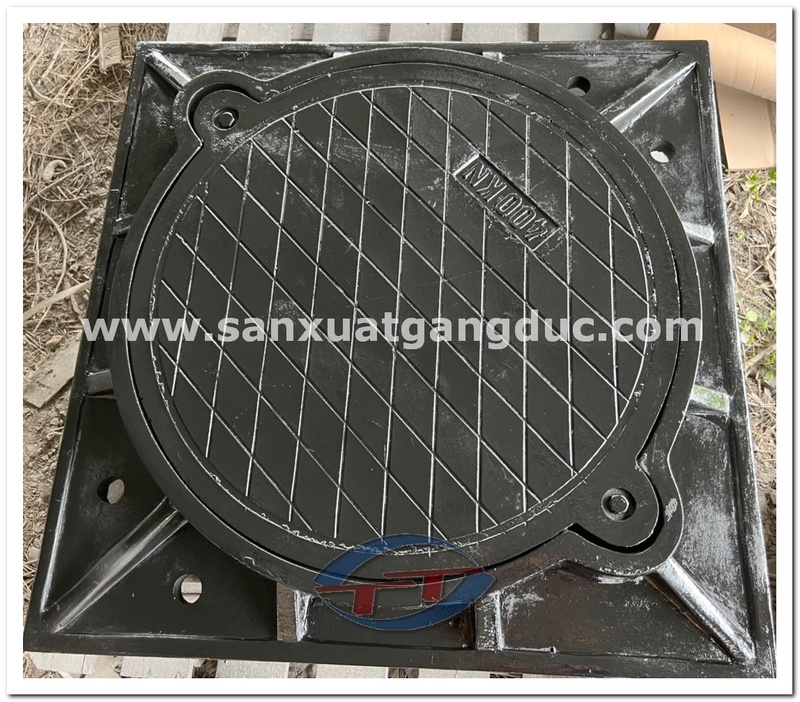 Nắp hố ga Composite khung âm nắp tròn không bản lề