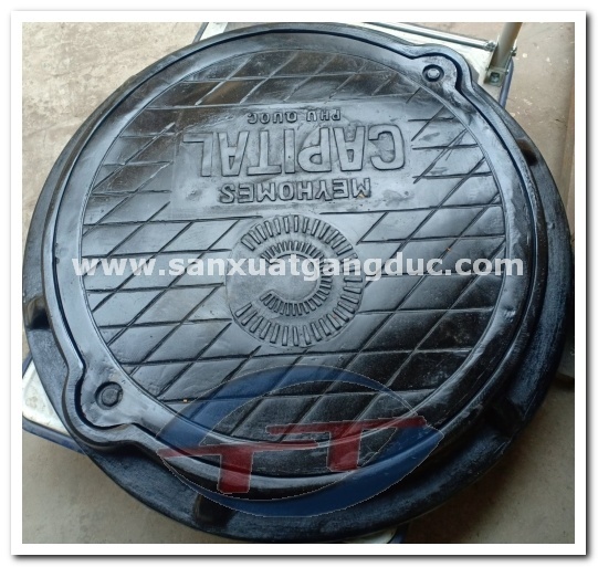 Nắp hố ga Composite khung tròn nắp tròn D850x75