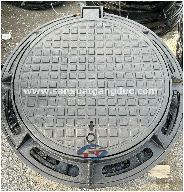 Nắp hố ga gang khung tròn nắp tròn D850x75xN650
