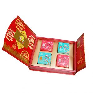 Hộp 4 bánh chữ nhật hoa văn cổ