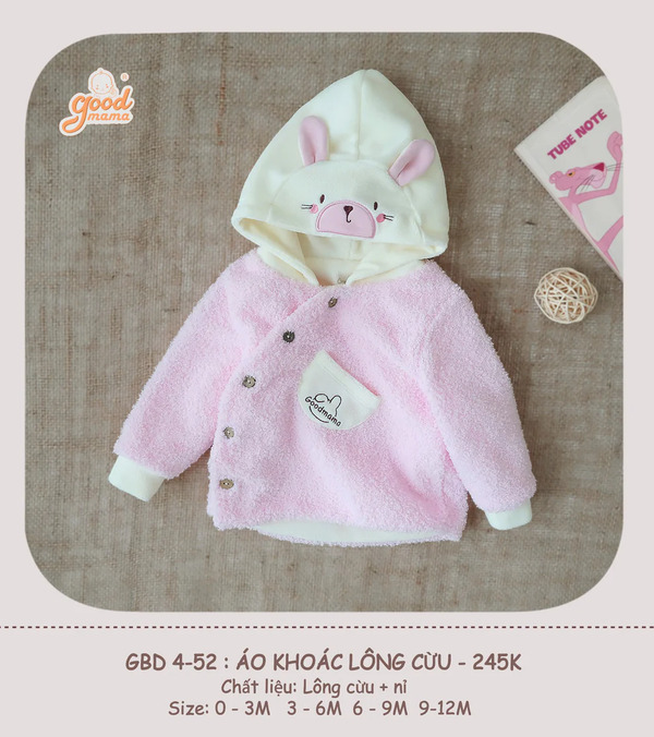 GBD4-52 áo khoác lông goodmama chất liệu lông cừu