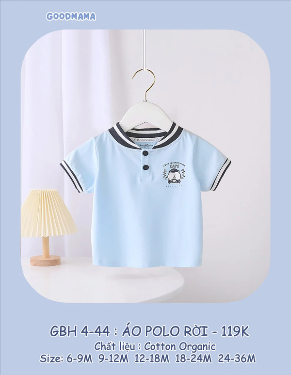 GBH4-44 áo Polo rời Goodmama chất liệu Cotton Organic
