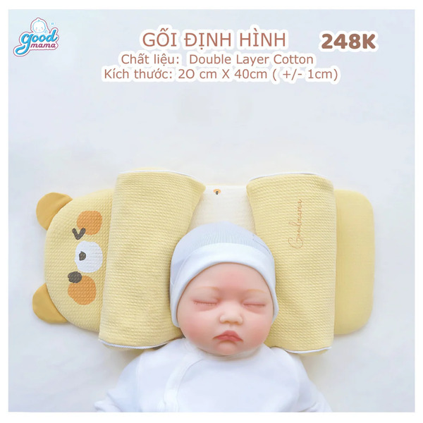 Gối định hình đầu cho bé sơ sinh Goodmama chất liệu double layer cotton