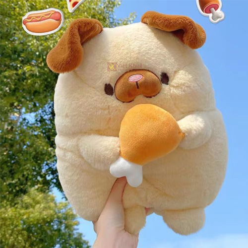 Gấu bông chó ôm đùi gà
