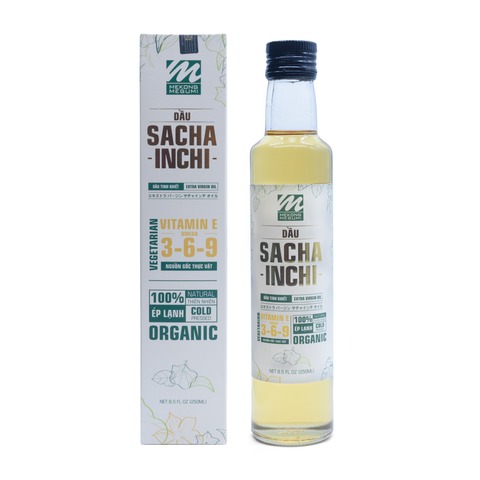 Dầu Sacha Inchi tinh khiết (250ml) - Chứa 46% Omega 3 - Dầu Thiên Nhiên Mekong Megumi - Công Ty TNHH Mekong Megumi