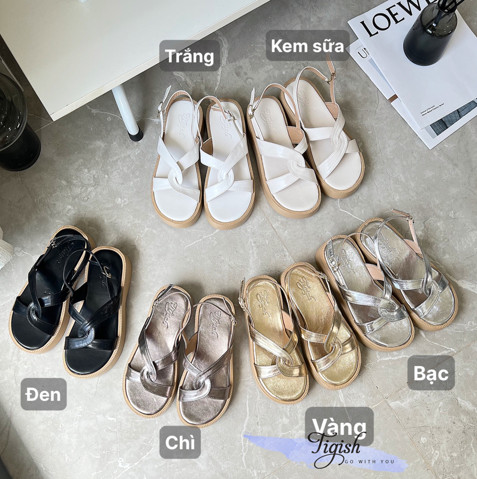 Sandal 3P mũi tròn quai xoắn - Giày Dép Thời Trang Nữ Tigish - Công Ty TNHH Stepwell