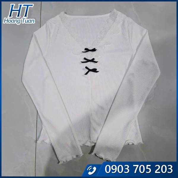 Áo thun tay dài nữ basic màu trắng