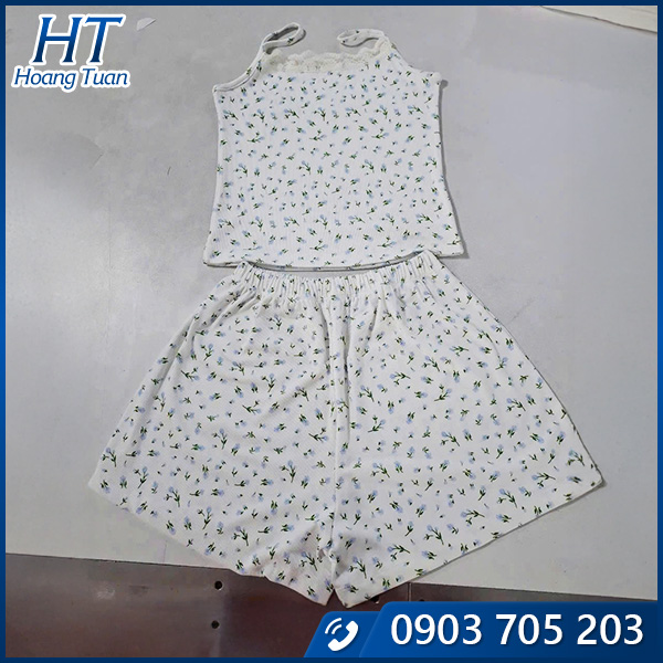 Set bộ mặc nhà trắng hoa nhí
