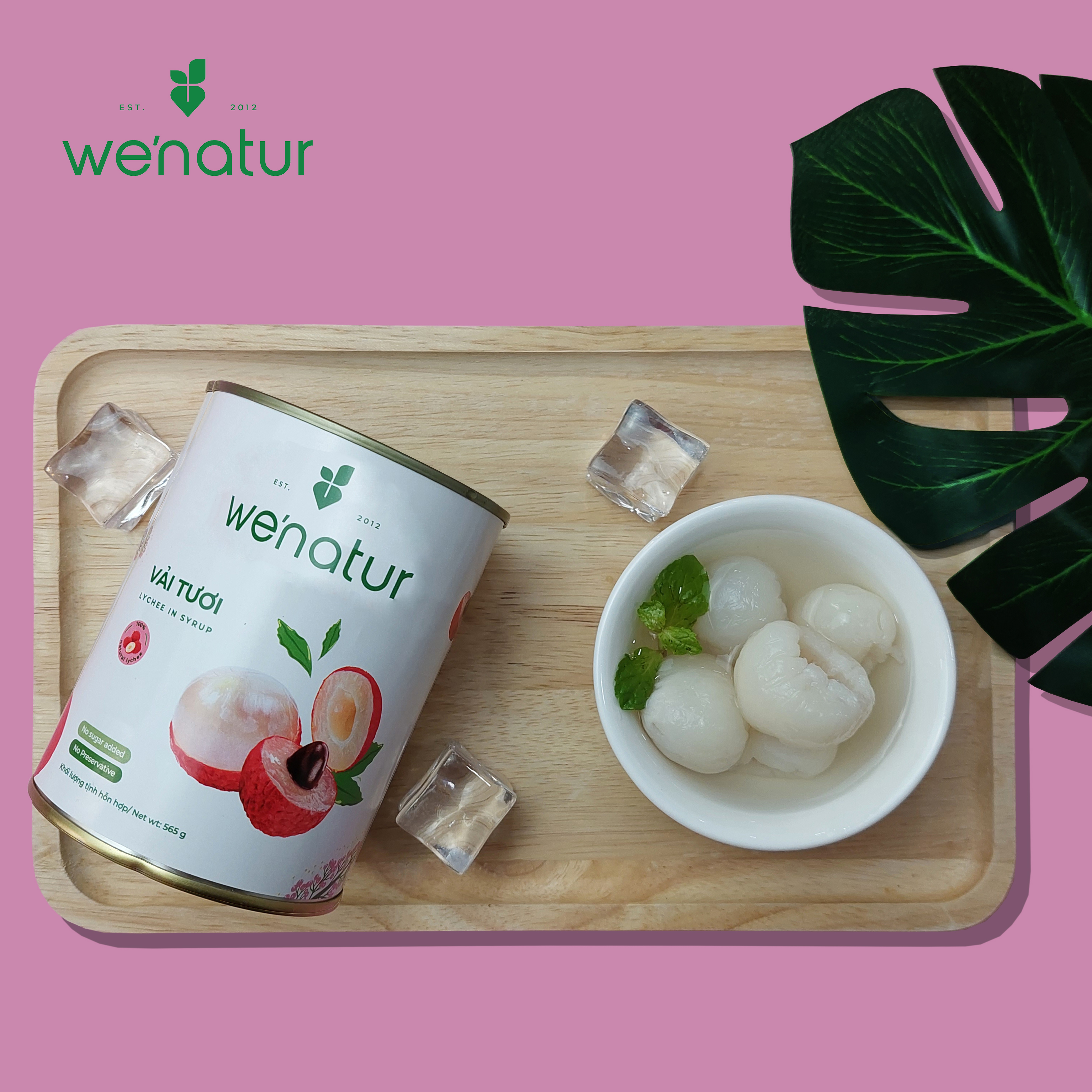 Vải tươi đóng lon 565g