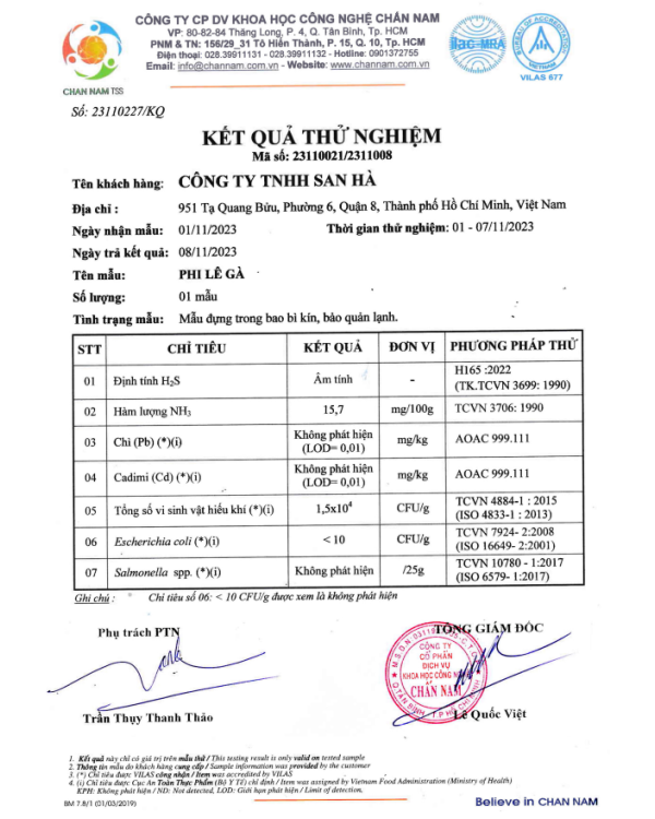 Kiểm nghiệm Chấn Nam - Công Ty TNHH Thương Mại Dịch Vụ Phát Triển Hưng Phát