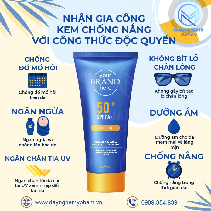Kem chống nắng - Công Ty TNHH Dạy Nghề Sản Xuất Mỹ Phẩm Quang Minh