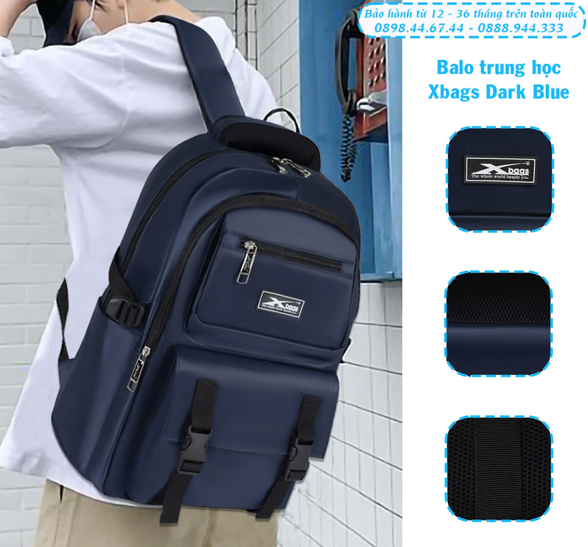 Balo học sinh Xbags Dark Blue