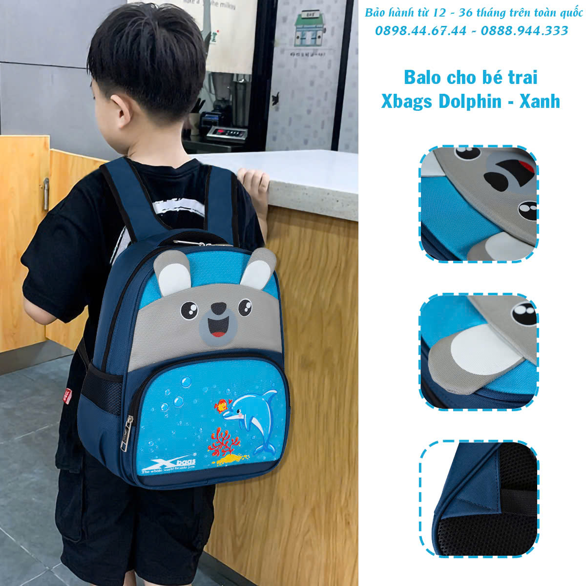 Balo học sinh Xbags Dolphin Xanh - Balo Túi Xách Trung Nguyên - Công Ty TNHH Công Nghiệp May & Thời Trang Trung Nguyên