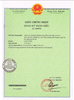 Chứng chỉ, chứng nhận - Nước Uống Việt An - Công Ty Cổ Phần Thương Mại Tổng Hợp Việt An