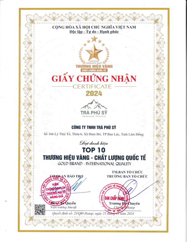 Chứng nhận TOP 10