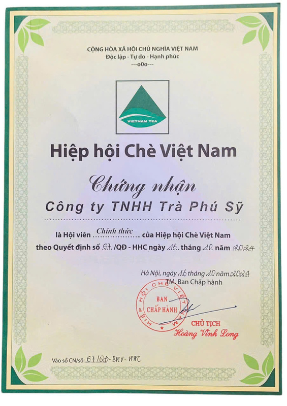 Chứng nhận hiệp hội chè Việt Nam