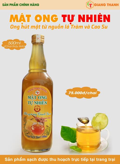 Mật ong nguyên chất chai thủy tinh 500ml