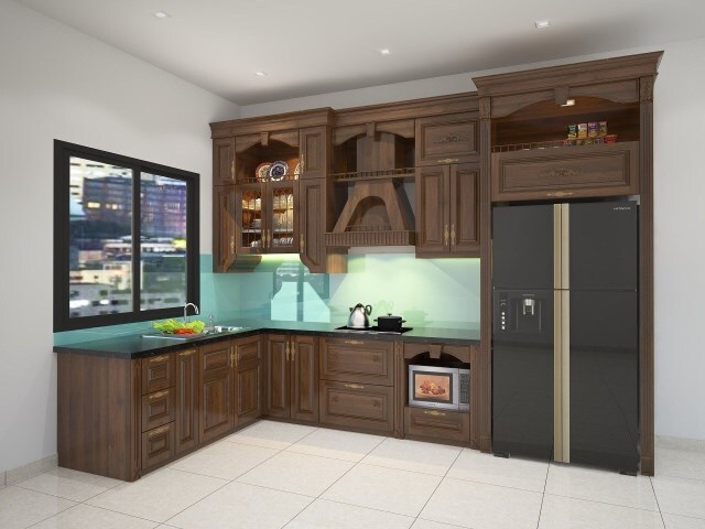 Tủ bếp tân cổ điển - Đồ Gỗ Nội Thất Gia Tuấn - Cơ Sở Hoàng Văn Tuấn