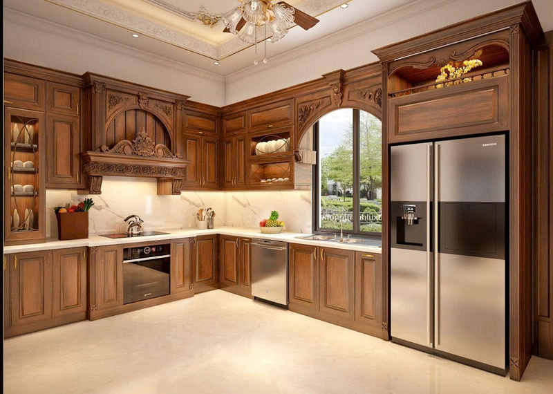 Tủ bếp tân cổ điển - Đồ Gỗ Nội Thất Gia Tuấn - Cơ Sở Hoàng Văn Tuấn