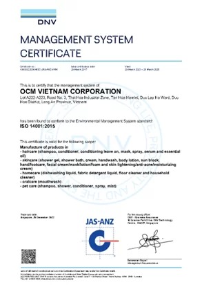 ISO 14001:2015 - Gia Công Hóa Mỹ Phẩm OCM - Công Ty Cổ Phần OCM Việt Nam