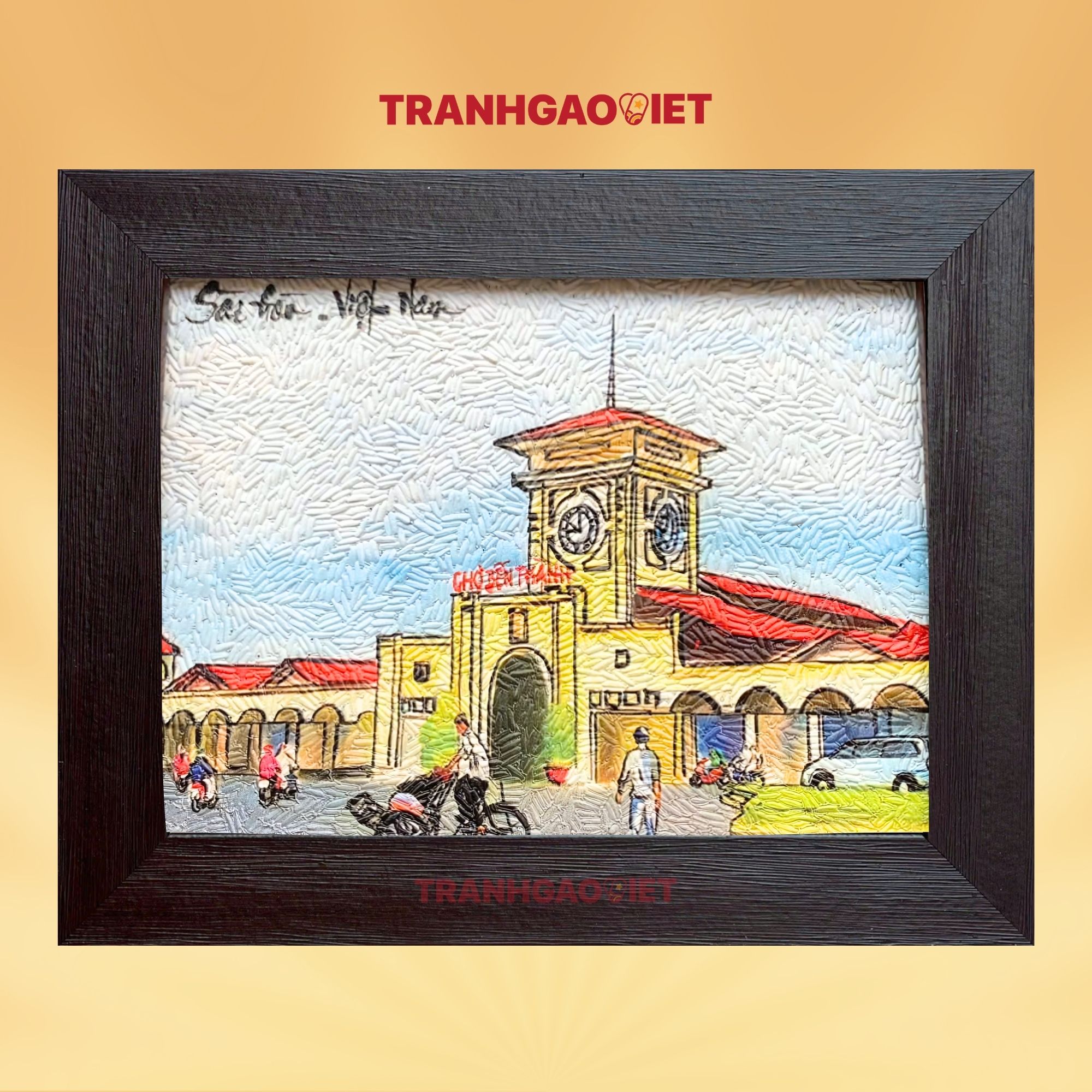 Tranh gạo Chợ Bến Thành - Tranh Gạo Việt - Công Ty TNHH Sản Xuất Và Thương Mại Tranh Đại Việt
