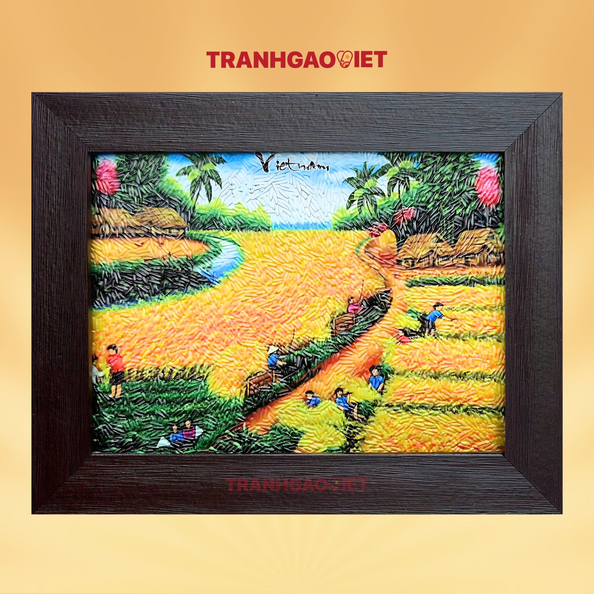 Tranh gạo lúa về - Tranh Gạo Việt - Công Ty TNHH Sản Xuất Và Thương Mại Tranh Đại Việt