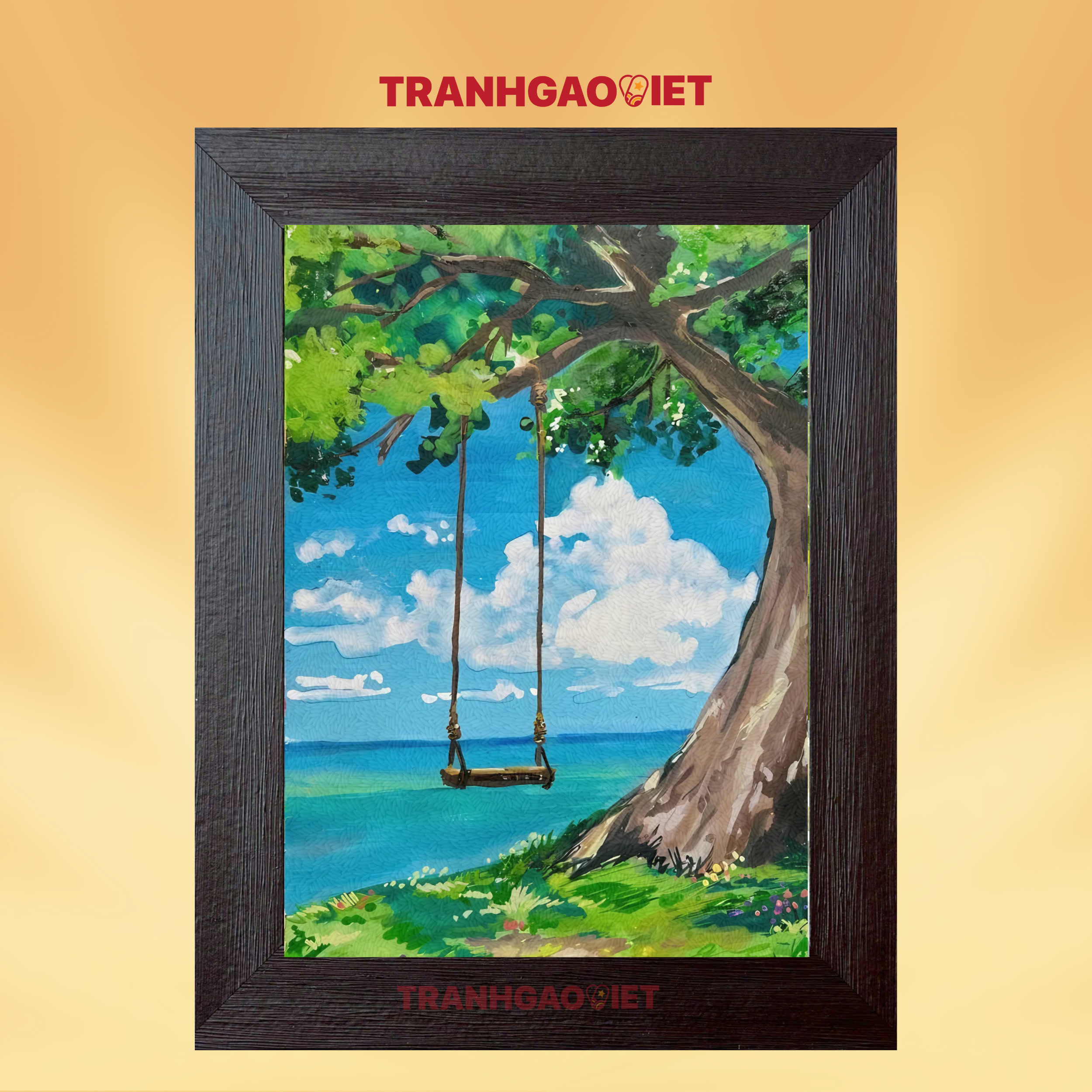 Tranh gạo màu bình yên biết mấy - Tranh Gạo Việt - Công Ty TNHH Sản Xuất Và Thương Mại Tranh Đại Việt