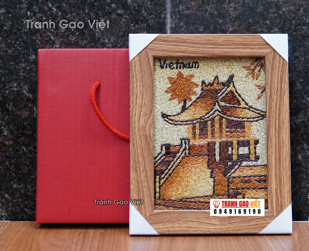 Tranh gạo để bàn Chùa Một Cột - Tranh Gạo Việt - Công Ty TNHH Sản Xuất Và Thương Mại Tranh Đại Việt
