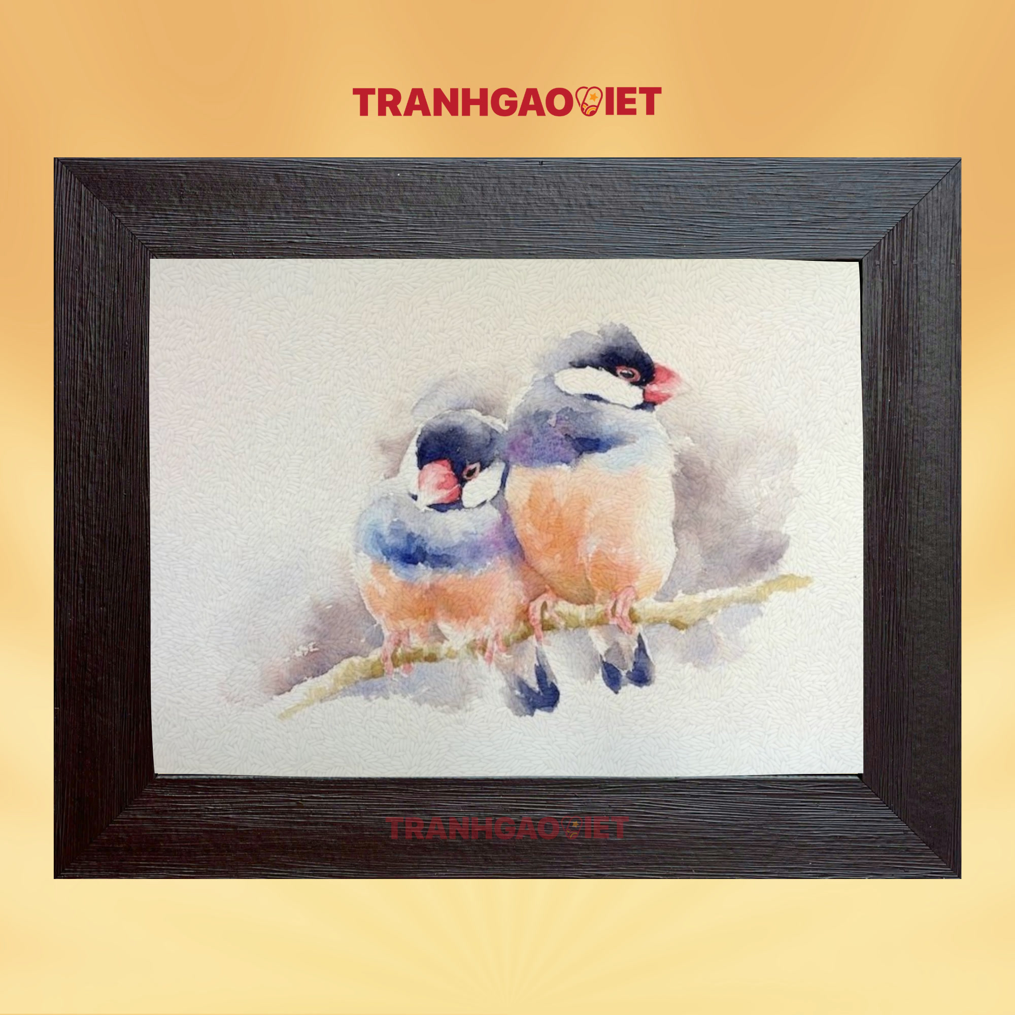 Tranh gạo màu đôi bạn sẻ Java - Tranh Gạo Việt - Công Ty TNHH Sản Xuất Và Thương Mại Tranh Đại Việt