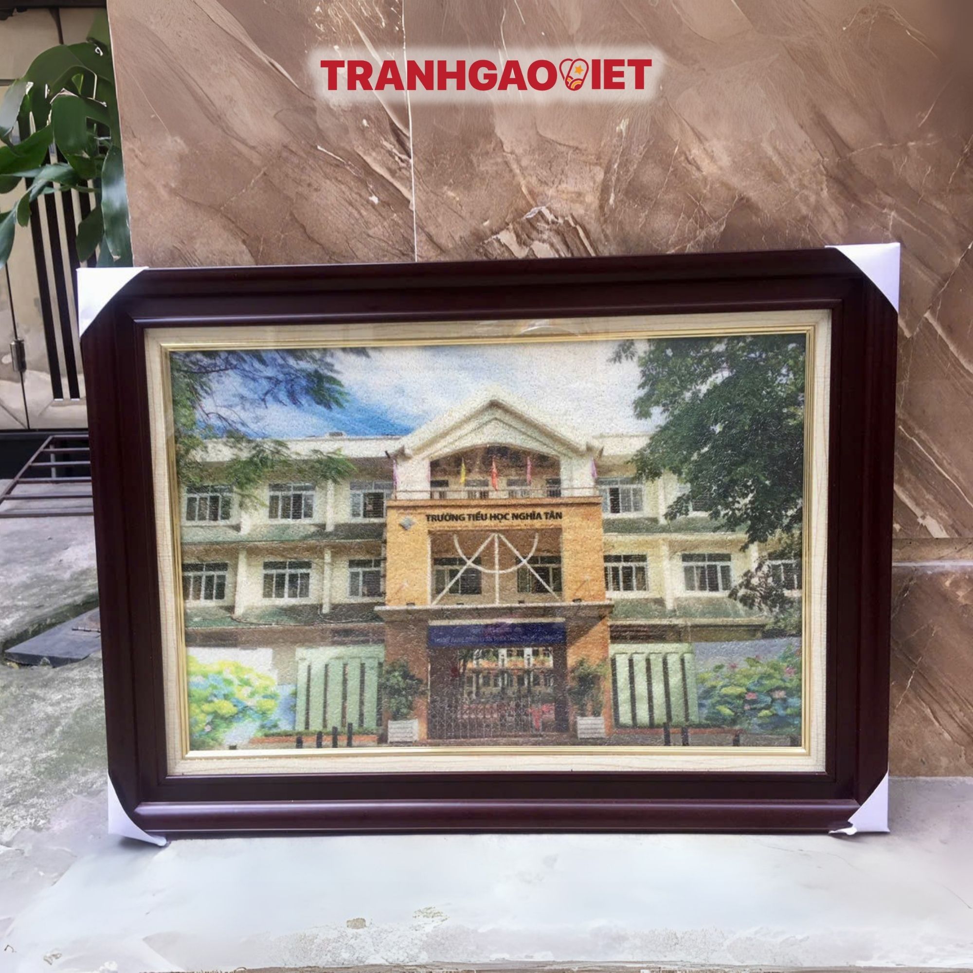 Tranh gạo logo trường tiểu học Nghĩa Tân - Tranh Gạo Việt - Công Ty TNHH Sản Xuất Và Thương Mại Tranh Đại Việt