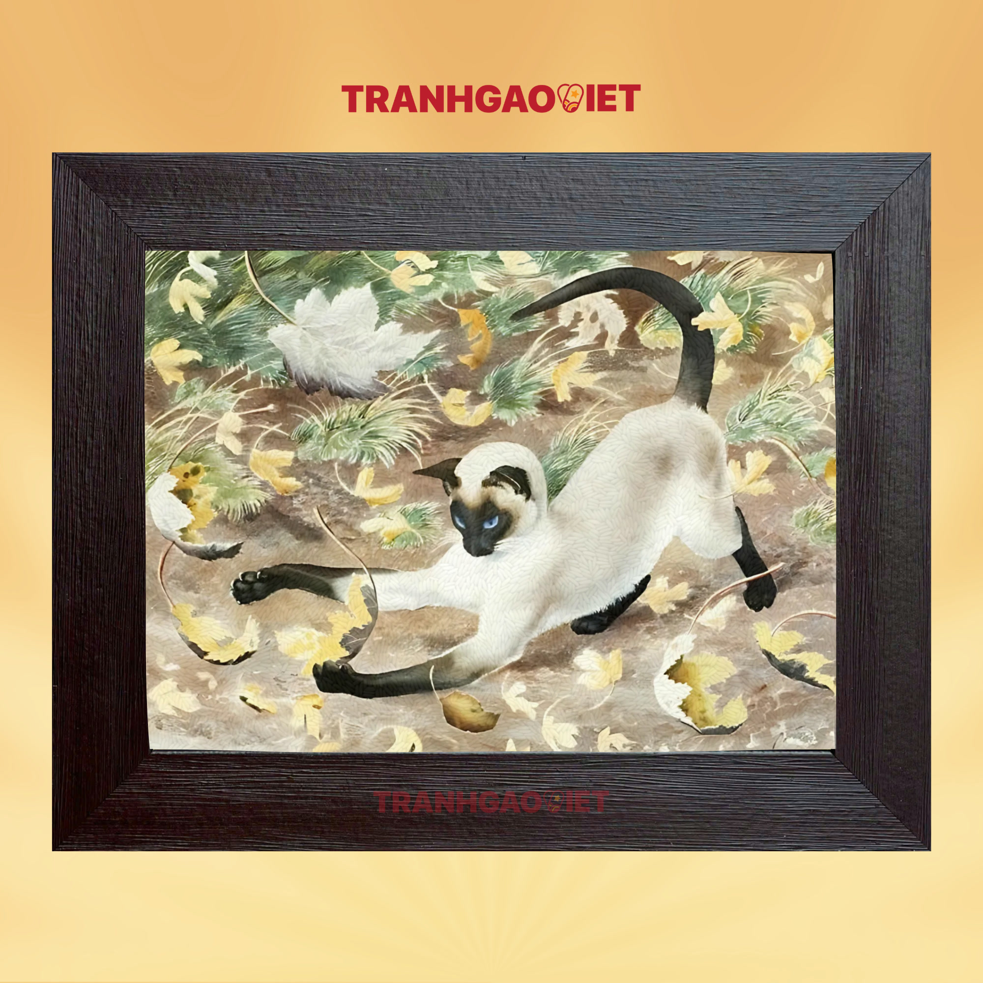 Tranh gạo màu vũ điệu mèo xiêm - Tranh Gạo Việt - Công Ty TNHH Sản Xuất Và Thương Mại Tranh Đại Việt