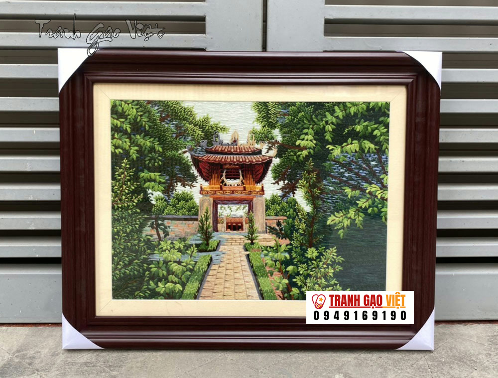 Tranh thêu tay Văn Miếu - Tranh Gạo Việt - Công Ty TNHH Sản Xuất Và Thương Mại Tranh Đại Việt