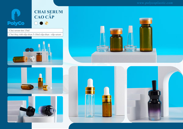 Chai thủy tinh serum tím & nắp nhọn