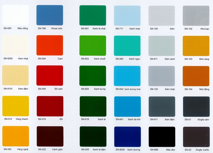 Bảng màu Sơn Nam - Sơn Nam Paint - Công Ty TNHH Sản Xuất Thương Mại Sơn Nam
