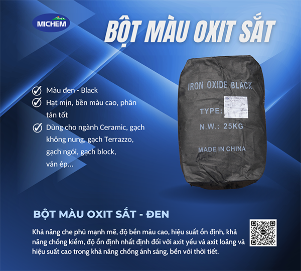 Bột màu Oxit sắt - màu đen - Hoá Chất Michem - Công Ty CP Michem Việt Nam