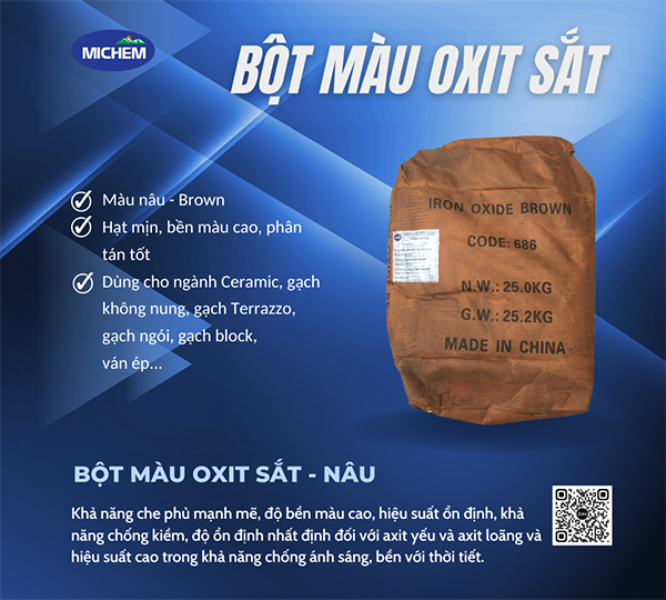 Bột màu Oxit sắt - màu nâu - Hoá Chất Michem - Công Ty CP Michem Việt Nam